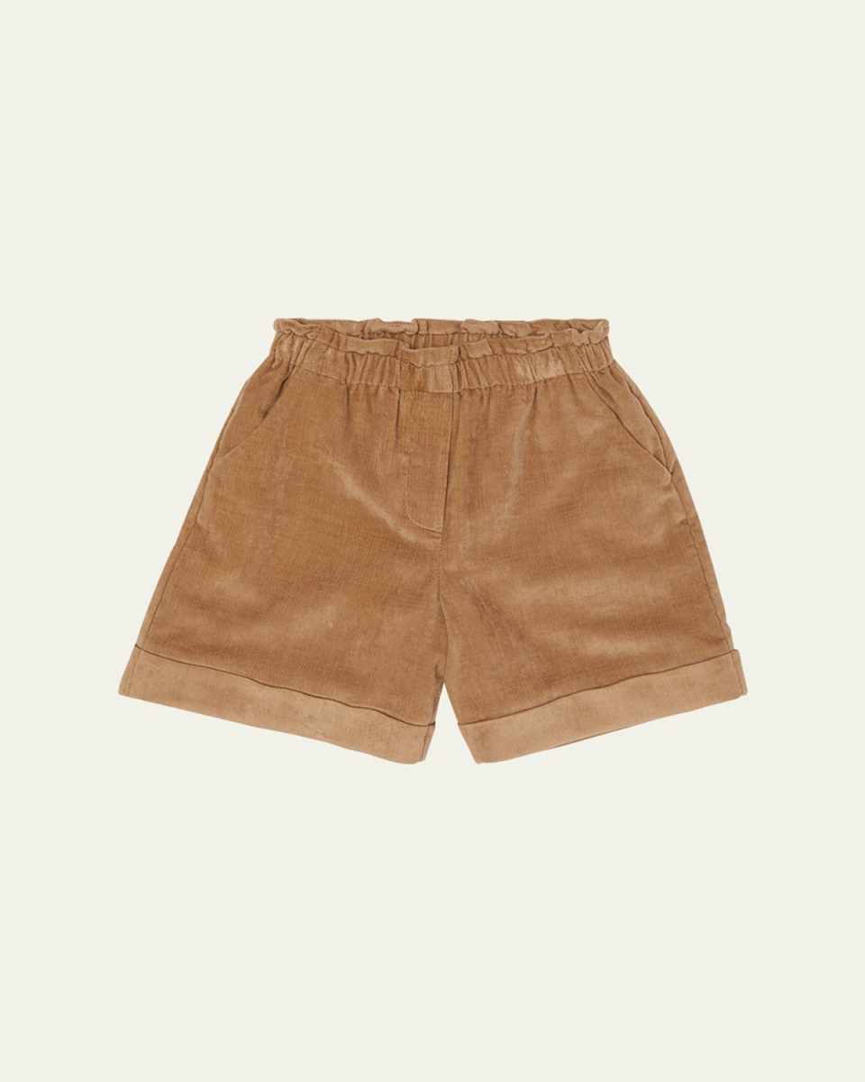 Girl's Logo-Patch Corduroy Shorts, Size 8-